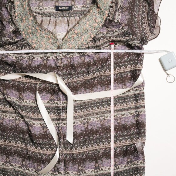 Sheer Floral Short Sleeve Button Front Babydoll Blouse 🧚‍♂️ JAPANESE BRAND - Picture 9 of 11